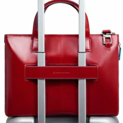 Piquadro Blue Square Shopper Tasche Leder 38 cm Laptopfach mit Dehnfalte