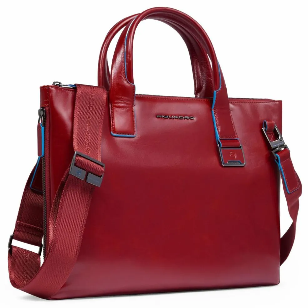 Piquadro Blue Square Shopper Tasche Leder 38 cm Laptopfach mit Dehnfalte